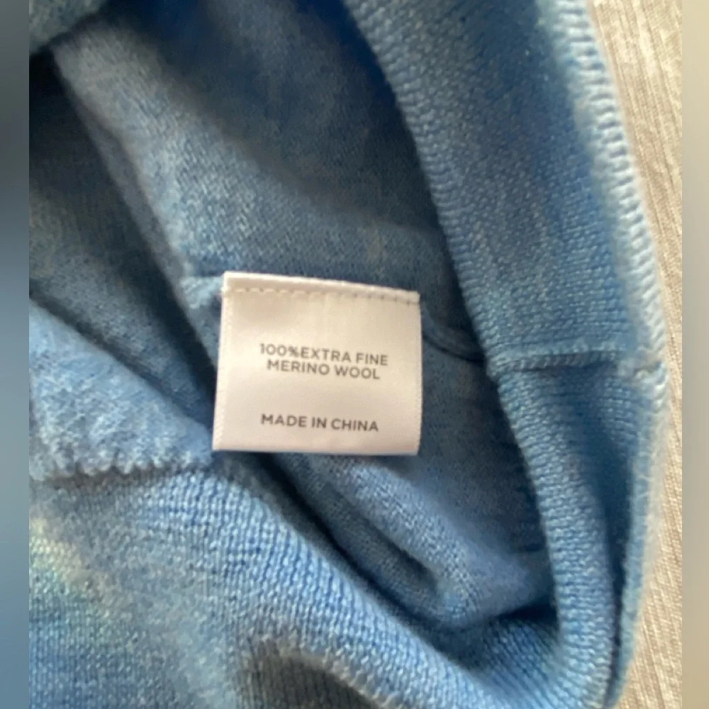 Turtleson Golf Extra Fine Merino Wool Blue Crewneck Sweater Men Medium